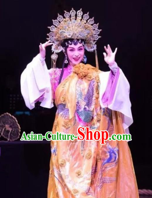 Chinese Huangmei Opera Huadan Garment Costumes and Headdress Yu Tian Xian Traditional Anhui Opera Hua Tan Dress Actress Apparels
