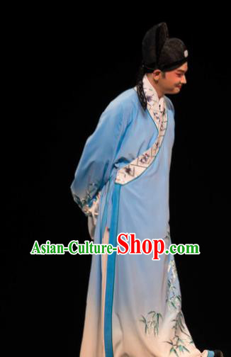 Luo Pa Ji Chinese Huangmei Opera Scholar Wang Keju Costumes and Headwear An Hui Opera Apparels Young Male Clothing