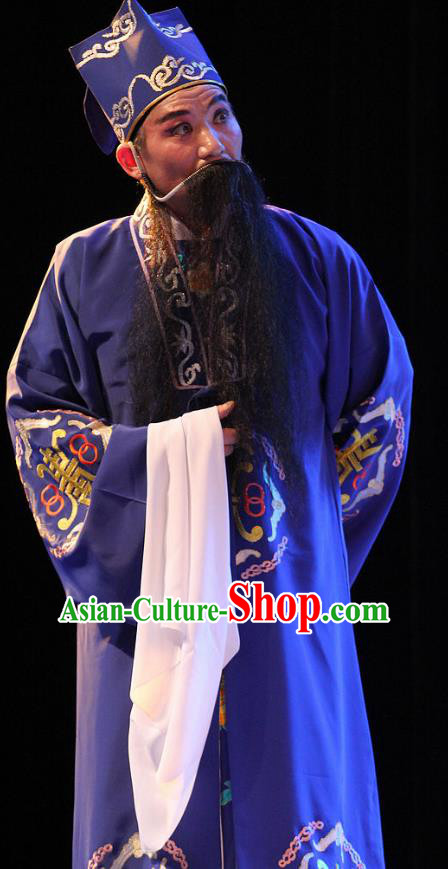 True and False Groom Chinese Huangmei Opera Laosheng Costumes and Headwear An Hui Opera Elderly Male Apparels Landlord Clothing
