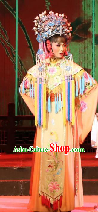 Chinese Huangmei Opera Hua Tan Garment Costumes and Headdress Female Consort Prince Traditional Anhui Opera Royal Princess Dress Apparels