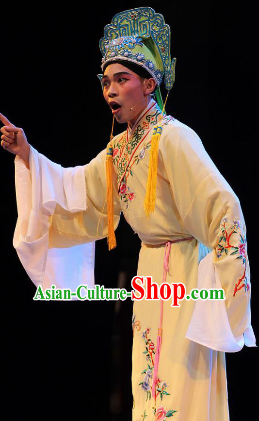 True and False Groom Chinese Huangmei Opera Young Man Costumes and Headwear An Hui Opera Scholar Mo Cai Apparels Clothing