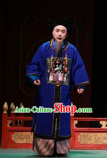 Chinese Huangmei Opera Elderly Male Costumes and Headwear An Hui Opera Tie Mian Jin Guangti Apparels Qing Dynasty Official Clothing