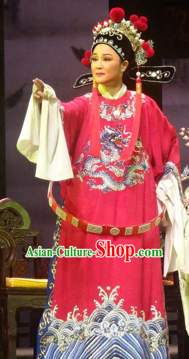 Chinese Huangmei Opera Number One Scholar Female Consort Prince Garment Costumes and Headwear An Hui Opera Xiaosheng Li Zhaoting Apparels Clothing