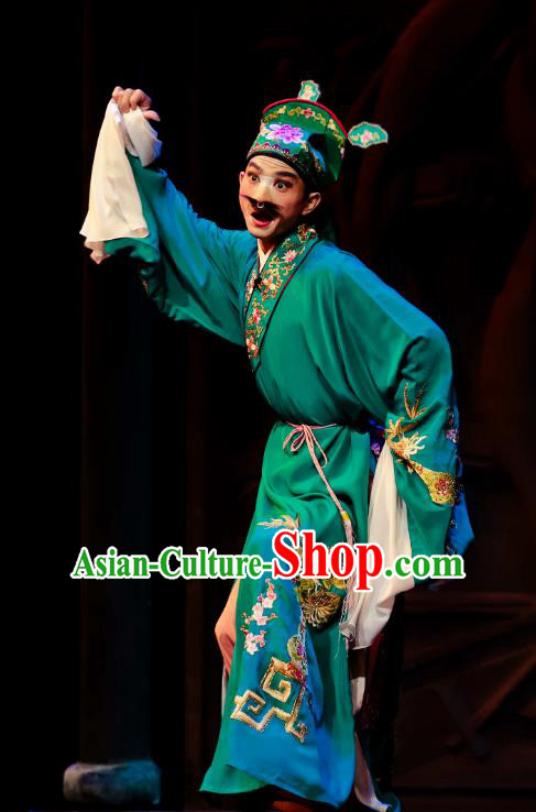 Chinese Huangmei Opera Clown Male Ji Mo Han Qing Official Garment Costumes and Headwear An Hui Opera Rich Childe Apparels Clothing
