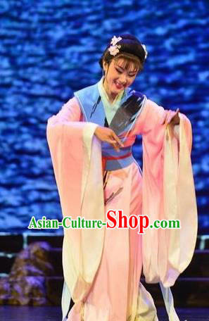 Chinese Huangmei Opera Young Lady Costumes and Headpieces Taibai Drunk Traditional Anhui Opera Princess Yu Zhen Dress Garment Apparels
