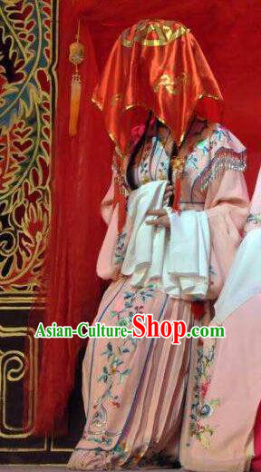 Chinese Shaoxing Opera Bride Pink Dress The Bridal Chamber Yue Opera Garment Costumes Wedding Apparels and Headwear