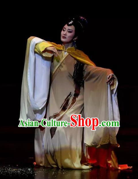 Chinese Huangmei Opera Taoist Nun Yu Zhen Costumes and Headpieces Taibai Drunk Traditional Anhui Opera Dress Actress Brown Garment Apparels