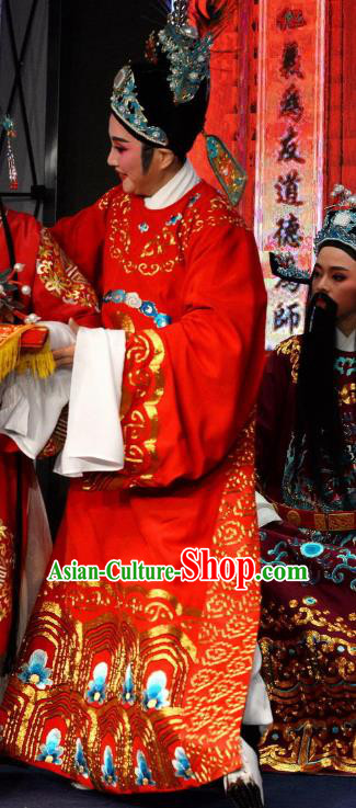 Chinese Classical Shaoxing Opera Number One Scholar The Jade Hairpin Wang Yulin Costumes Garment Yue Opera Apparels Young Male Garment and Hat