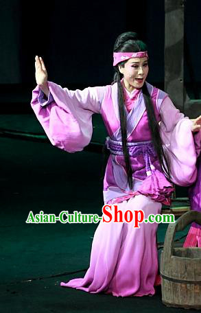 Chinese Huangmei Opera Young Lady Garment Costumes and Headpieces Xiao Qiao Chu Jia Traditional Anhui Opera Actress Diva Dress Apparels