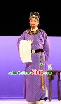 Chinese Huangmei Opera Elderly Male Censor Lady Costumes and Headwear An Hui Opera Apparels Landlord Clothing