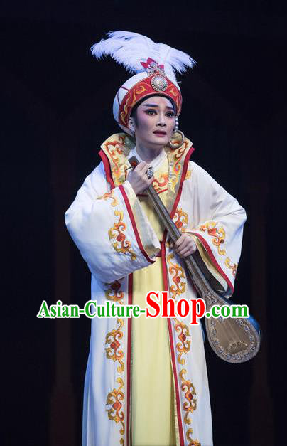 Chinese Shaoxing Opera Young Men Garment and Hat Yue Opera Ethnic Desert Prince Niche Apparels Costumes