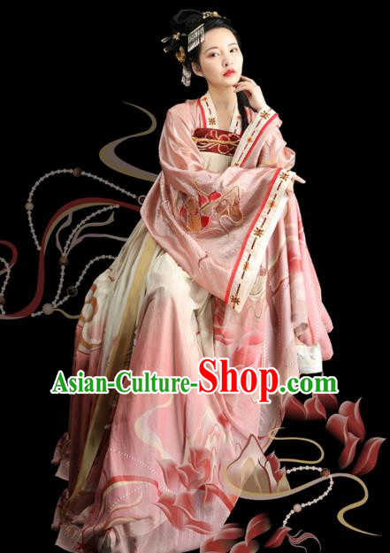 Chinese Ancient Court Lady Apparels Historical Costumes Traditional Tang Dynasty Noble Consort Hanfu Dress for Women