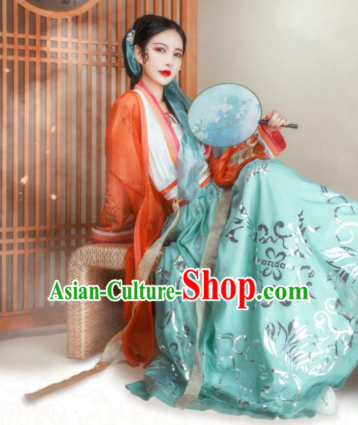 Ancient Chinese Song Dynasty Young Lady Apparels Traditional Women Hanfu Dress Historical Costumes