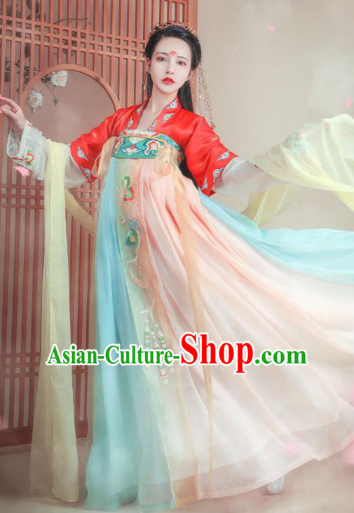 Chinese Tang Dynasty Royal Princess Historical Costumes Ancient Palace Lady Hanfu Dress China Traditional Apparels