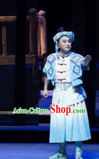 Chinese Huangmei Opera Tujia Nationality Costumes and Headwear An Hui Opera Ethnic Young Male A Long Apparels Clothing