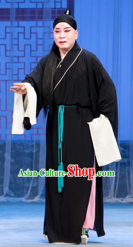 Geng Niang Chinese Ping Opera Robber Wang Shiba Costumes and Headwear Pingju Opera Bully Apparels Clothing
