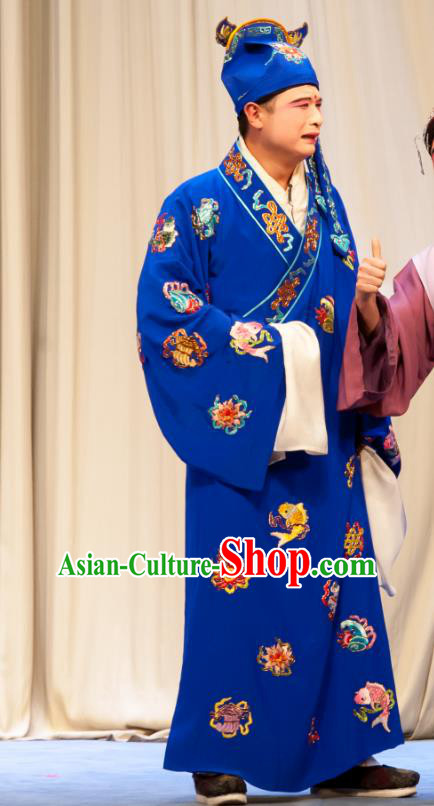 Geng Niang Chinese Ping Opera Young Male Costumes and Headwear Pingju Opera Robber Wang Shiba Apparels Clown Clothing