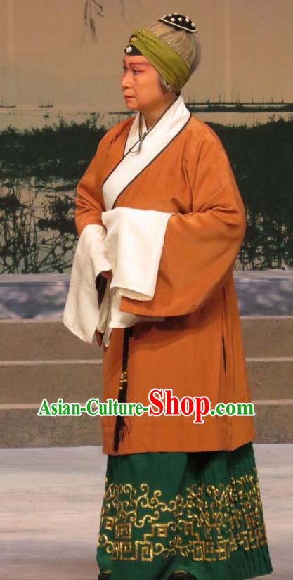 Chinese Ping Opera Elderly Female Pantaloon Costumes and Headdress Traditional Pingju Opera Laodan Geng Niang Dress Garment Apparels