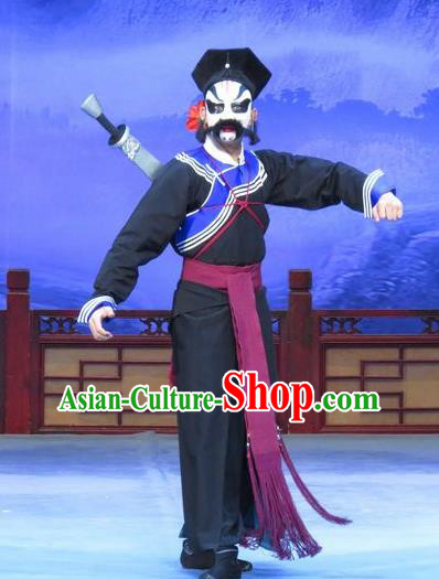 Zhu Hen Ji Chinese Ping Opera Young Male Costumes and Headwear Pingju Opera Wusheng Martial Male Apparels Soldier Clothing