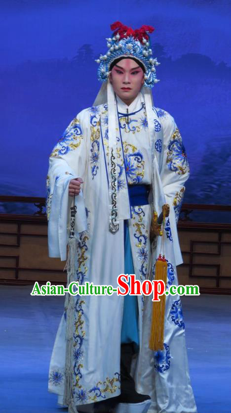 Zhu Hen Ji Chinese Ping Opera Martial Male Costumes and Headwear Pingju Opera Wusheng Apparels Soldier Zhu Chundeng Clothing