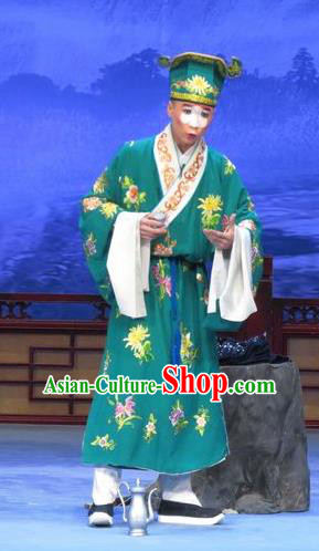Zhu Hen Ji Chinese Ping Opera Chou Male Costumes and Headwear Pingju Opera Clown Song Cheng Apparels Clothing