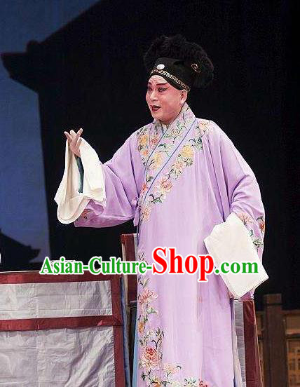 Zhen Zhu Shan Chinese Ping Opera Young Man Costumes and Headwear Pingju Opera Merchant Chen Dalang Apparels Clothing