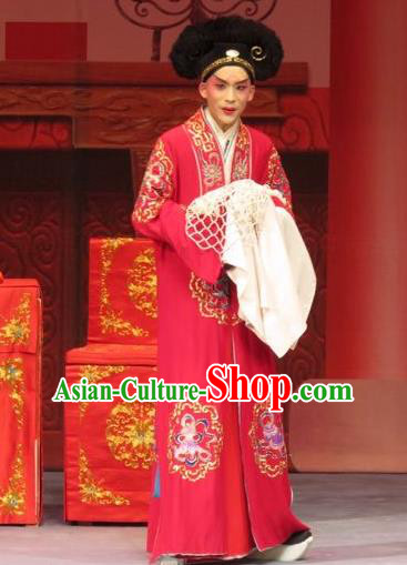 Zhen Zhu Shan Chinese Ping Opera Xiaosheng Merchant Chen Dalang Costumes and Headwear Pingju Opera Apparels Young Man Clothing