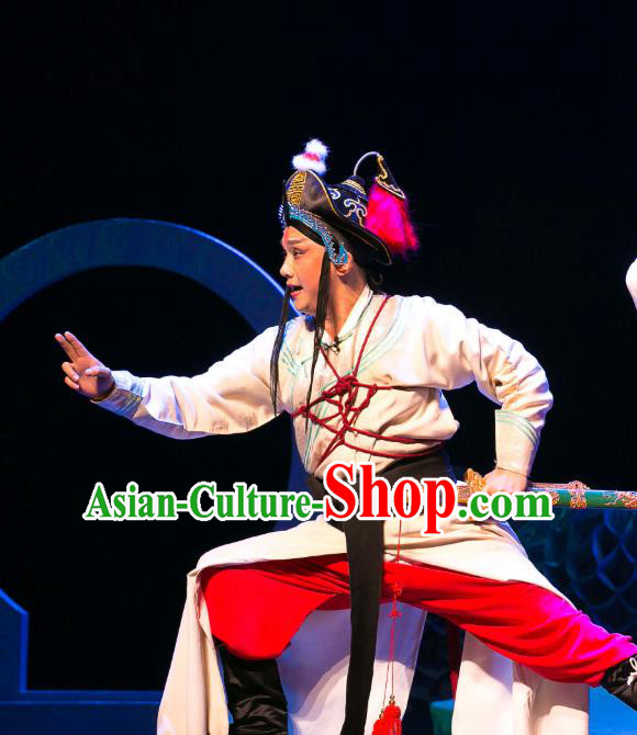 Dream of Red Mansions Chinese Huangmei Opera Takefu Costumes and Headwear Chun Jiang Yue An Hui Opera Martial Male Apparels Clothing
