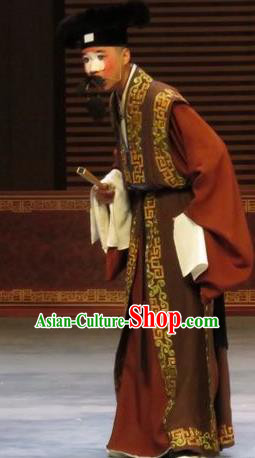 Zhen Zhu Shan Chinese Ping Opera Clown Costumes and Headwear Pingju Opera Ministry Councillor Apparels Clothing