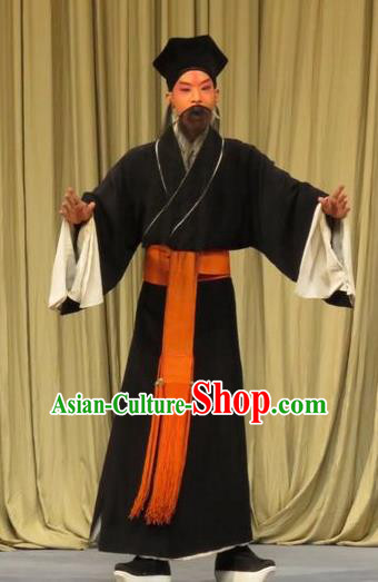 Zhen Zhu Shan Chinese Ping Opera Old Man Costumes and Headwear Pingju Opera Laosheng Apparels Clothing