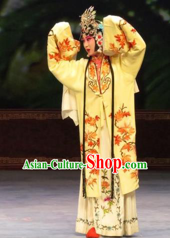 Chinese Ping Opera Young Female Diva Wang Sanqiao Apparels Costumes and Headdress Zhen Zhu Shan Traditional Pingju Opera Hua Tan Dress Garment