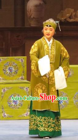 Chinese Ping Opera Old Woman Apparels Costumes and Headdress Zhen Zhu Shan Traditional Pingju Opera Pantaloon Dress Elderly Dame Garment