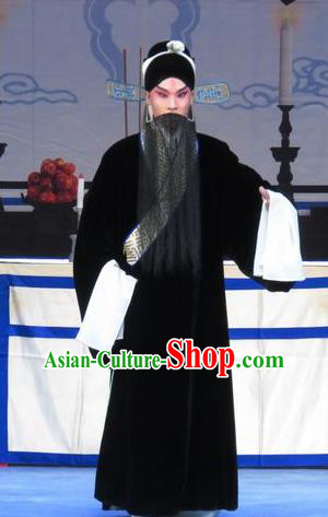 Zhu Hen Ji Chinese Ping Opera Old Male Costumes and Headwear Pingju Opera Laosheng Apparels Elderly Man Robe Clothing