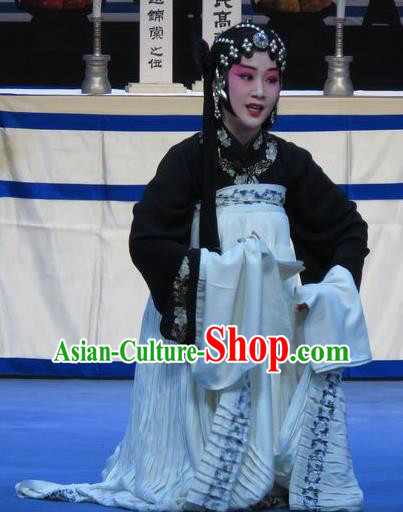 Chinese Ping Opera Distress Maiden Zhao Jintang Zhu Hen Ji Apparels Costumes and Headdress Traditional Pingju Opera Tsing Yi Dress Garment