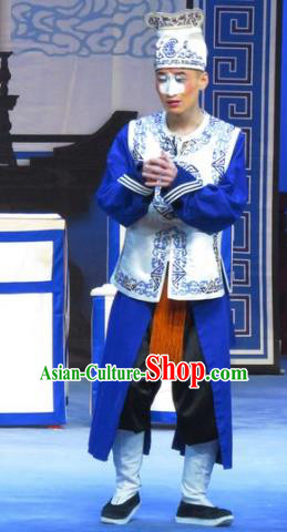 Zhu Hen Ji Chinese Ping Opera Clown Costumes and Headwear Pingju Opera Soldier Apparels Clothing
