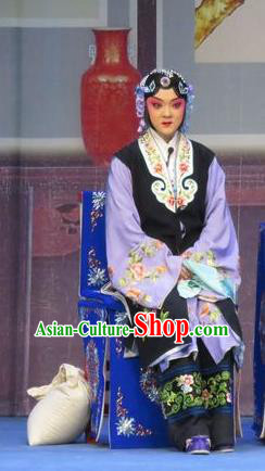 Chinese Ping Opera Dame Yu Gong Case Garment Costumes and Headdress Traditional Pingju Opera Elderly Female Dress Apparels