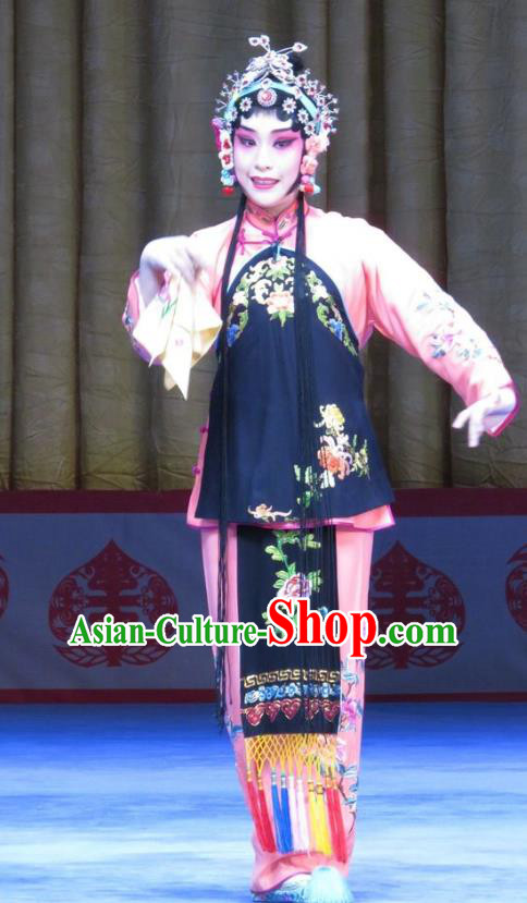 Chinese Ping Opera Servant Girl Garment Costumes and Headdress Jie Nv Qiao Pei Traditional Pingju Opera Xiaodan Li Fengying Dress Apparels