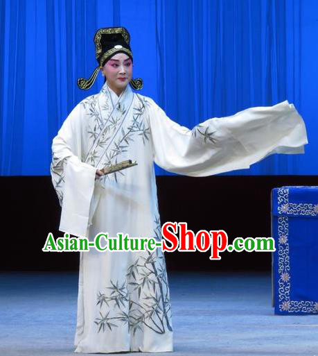 Liu Ling Drunk Chinese Ping Opera Xiaosheng Costumes and Headwear Pingju Opera Scholar Apparels Young Male Clothing