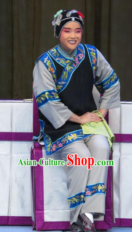 Chinese Ping Opera Matchmaker Garment Costumes and Headdress Jie Nv Qiao Pei Traditional Pingju Opera Pantaloon Dress Apparels