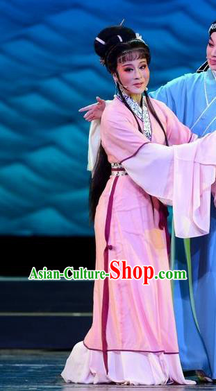 The Story of Hairpin Chinese Shaoxing Opera Civilian Female Dress Apparels Yue Opera Costumes Qian Yulian Garment and Headpieces
