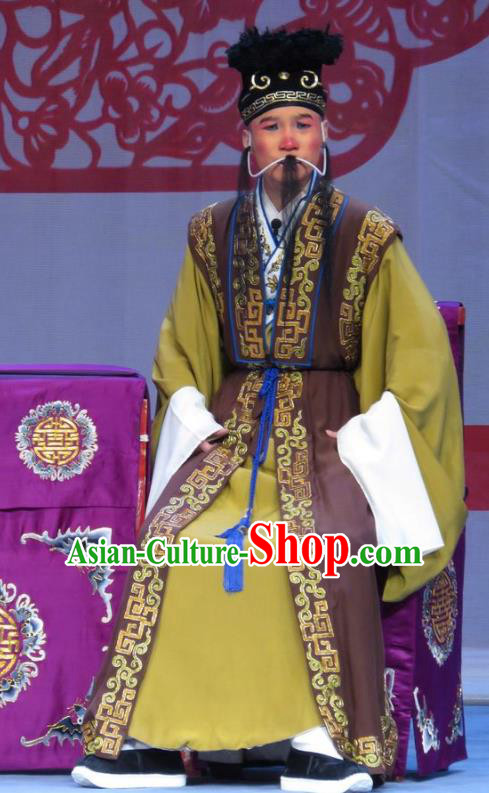 Jie Nv Qiao Pei Chinese Ping Opera Landlord Costumes and Headwear Yu Gong Case Pingju Opera Ministry Councillor Wang Apparels Clothing