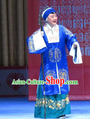 Chinese Ping Opera Old Dame Wang Garment Costumes and Headdress Jie Nv Qiao Pei Traditional Pingju Opera Dress Elderly Woman Apparels