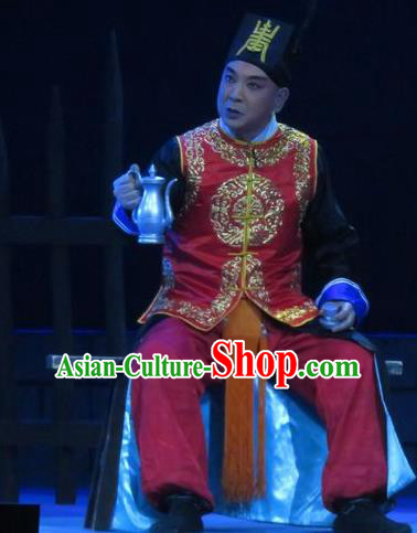 Chinese Ping Opera Government Official Bao Gong San Kan Butterfly Dream Costumes and Headwear Pingju Opera Apparels Clothing
