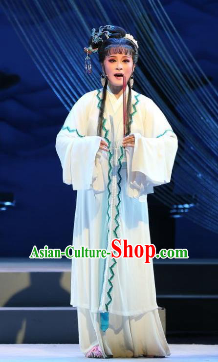 Chinese Shaoxing Opera The Story of Hairpin Woman Dress Apparels Costumes Yue Opera Civilian Female Qian Yulian Garment and Hair Accessories