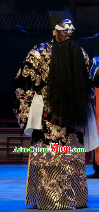 Chinese Ping Opera Laosheng Biao Bao Gong San Kan Butterfly Dream Costumes and Headwear Pingju Opera Old Male Apparels Official Clothing
