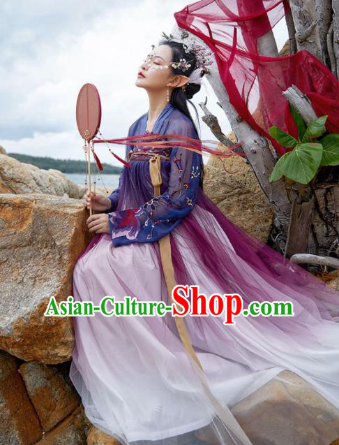 Chinese Traditional Ancient Apparels Tang Dynasty Historical Costumes Young Lady Hanfu Dress