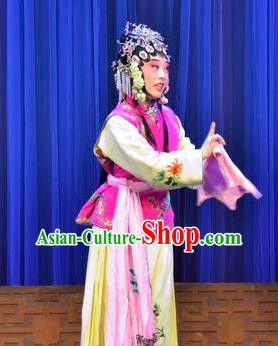 Chinese Ping Opera Maidservant Cha Ping Ji Apparels Costumes and Headpieces Traditional Pingju Opera Xiaodan Chun Hong Dress Garment