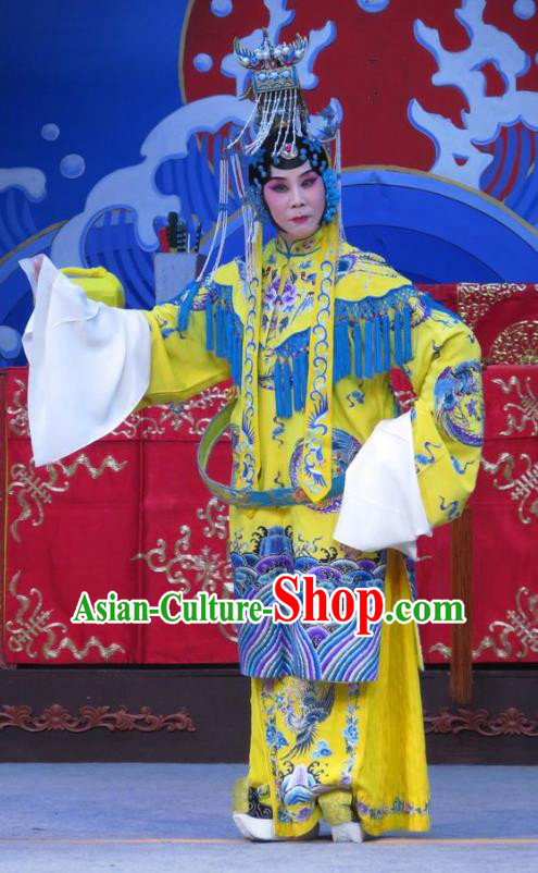 Chinese Ping Opera Xie Yaohuan Queen Wu Zetian Apparels Costumes and Headdress Traditional Pingju Opera Empress Dress Garment