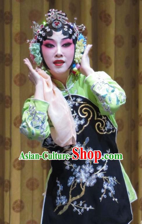 Chinese Ping Opera Xiaodan Apparels Costumes and Headpieces Jin Yunu Traditional Pingju Opera Young Girl Dress Garment