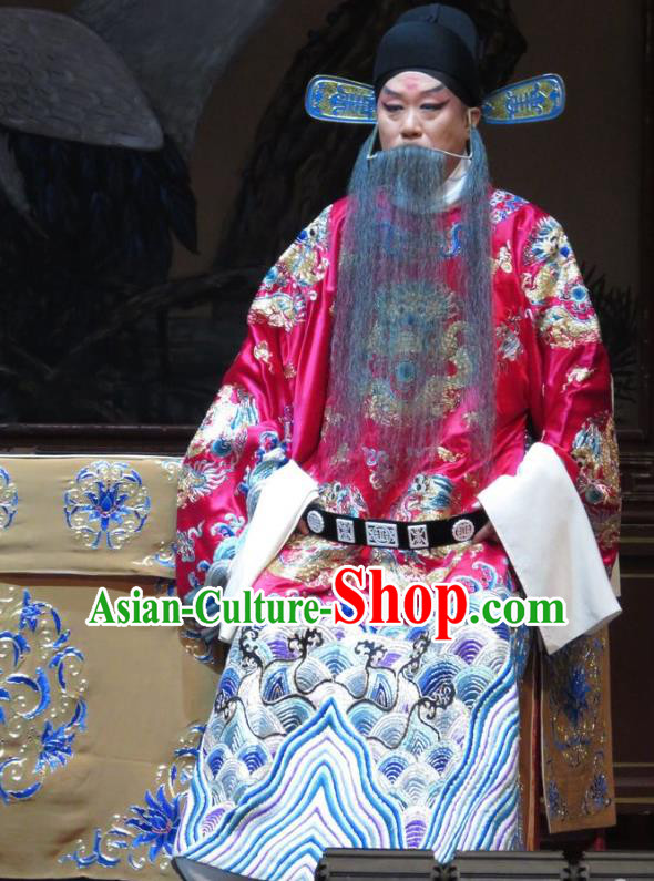 Jin Yunu Chinese Ping Opera Laosheng Costumes and Headwear Pingju Opera Official Lin Run Apparels Elderly Male Clothing